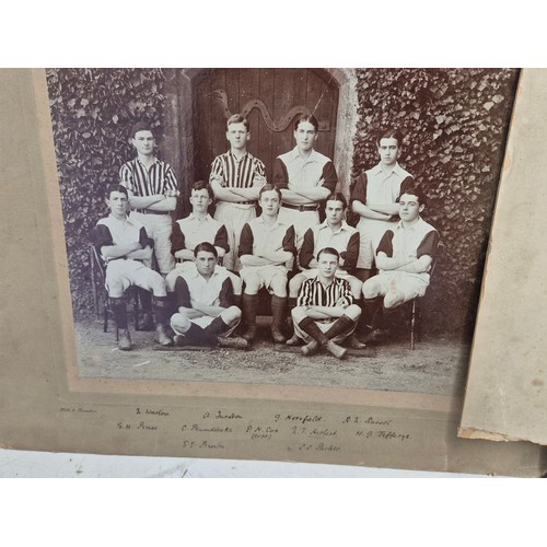 1047 - A pair of pre-first world war Bradfield College football team junior cup winners pictures, and a wor... 