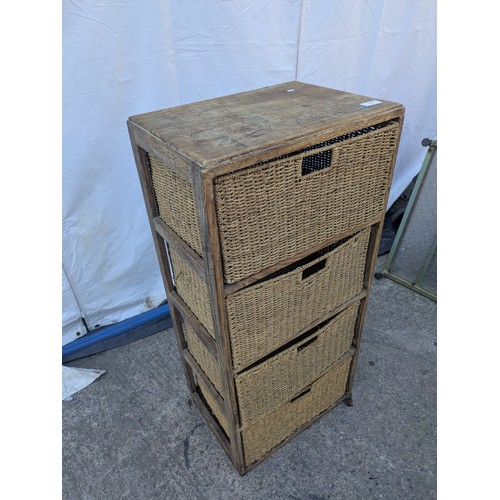 480 - A 4 tier storage unit with wicker drawers