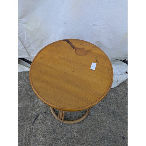 603 - A wicker and pine occasional/Conservatory table