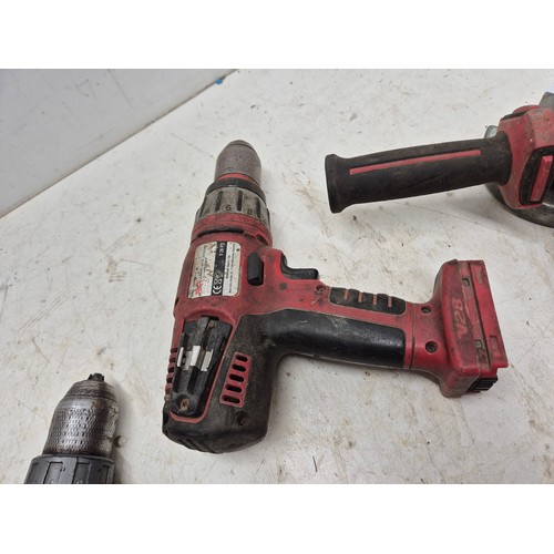 1720 - A set of 3 Milwaukee power tools including angle grinder, drill and impact driver