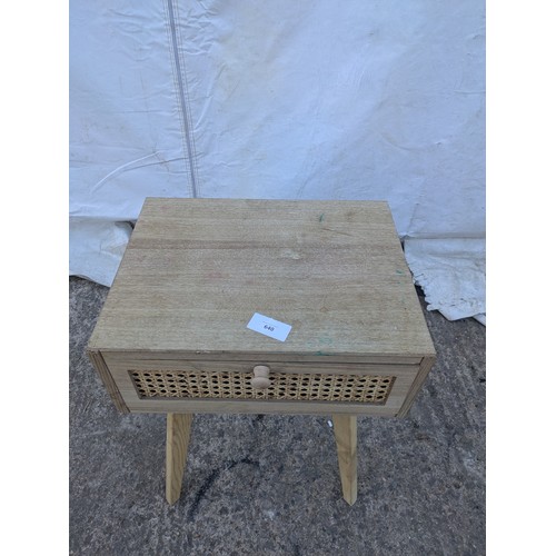 640 - A retro style side table with a wicker front