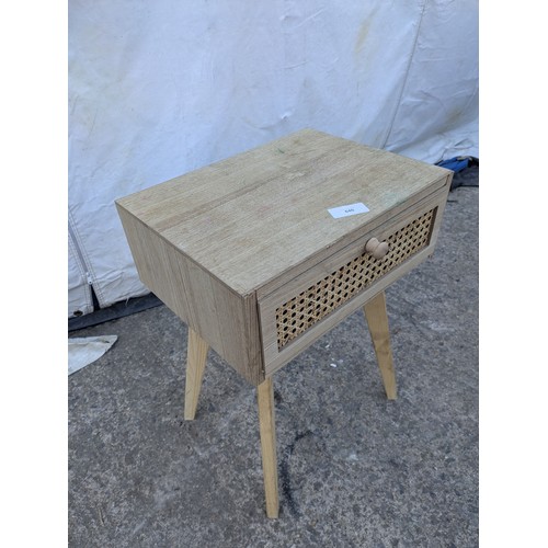 640 - A retro style side table with a wicker front