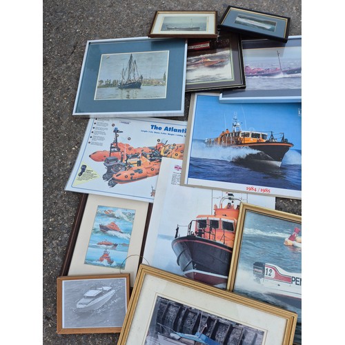 2035 - A selection of framed photographs and prints of lifeboats