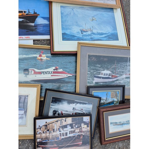 2035 - A selection of framed photographs and prints of lifeboats