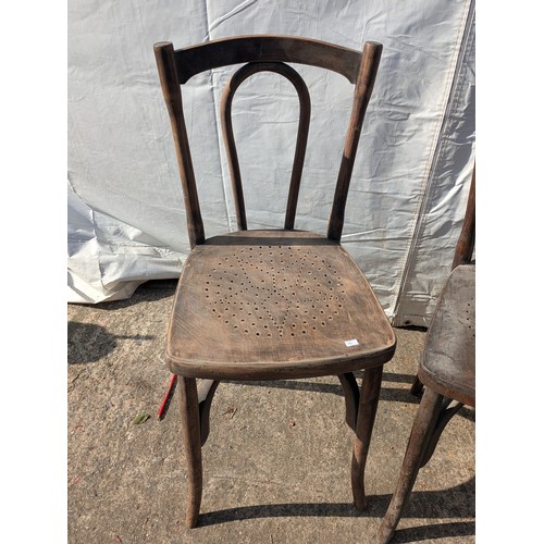 653 - A selection of 3 bent wood and patterned dining chairs