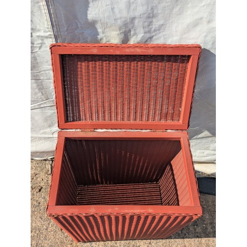 651 - A painted wicker laundry basket