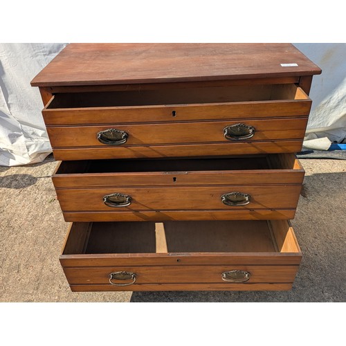 645 - A vintage mahogany 3 drawer chest of drawers with ornate brass handles