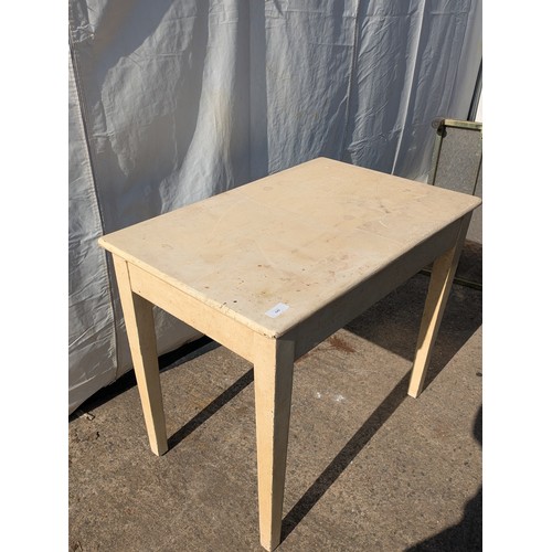 649 - A rustic pine dining table - painted white