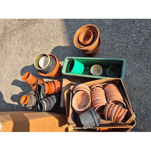 216 - Large selection of plastic and terracotta garden pots