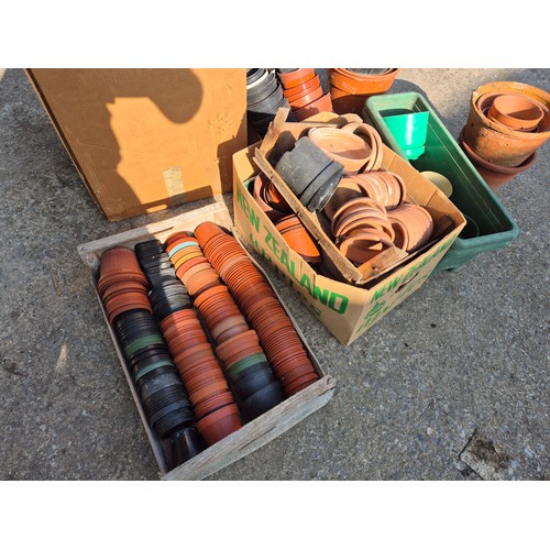 216 - Large selection of plastic and terracotta garden pots