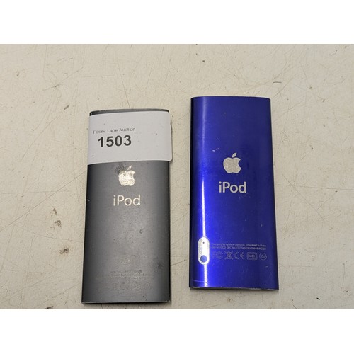 1503 - A pair of apple iPod model a1285, and a1320