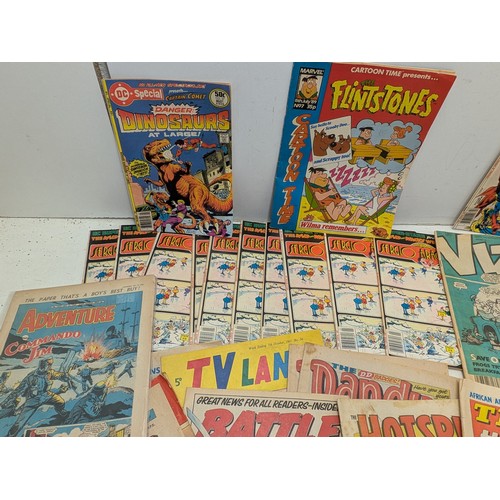 2100 - A selection of vintage comics including DC, Sergio Aragones, pixie, and commando jim