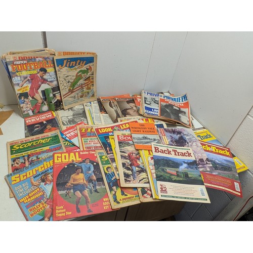 2099 - A selection of vintage magazines including train, football, and political