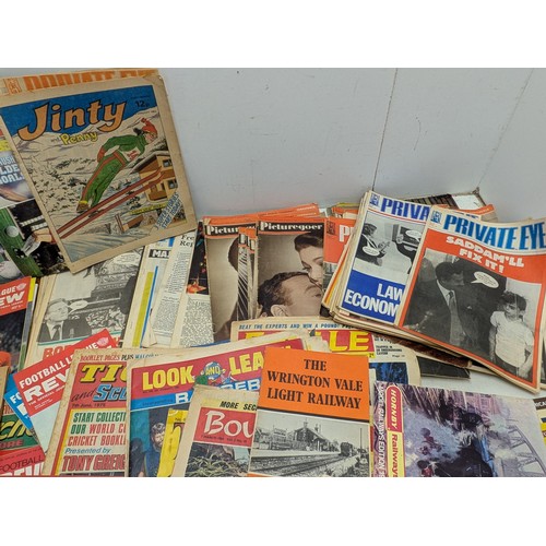 2099 - A selection of vintage magazines including train, football, and political