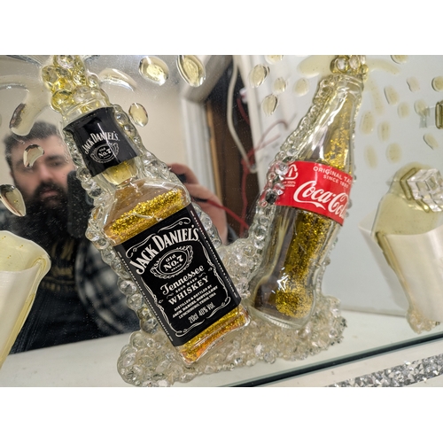 1094 - An interesting jack Daniels and coke mirrored display piece