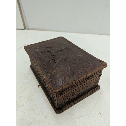 822 - A Spanish leather covered cigarette box