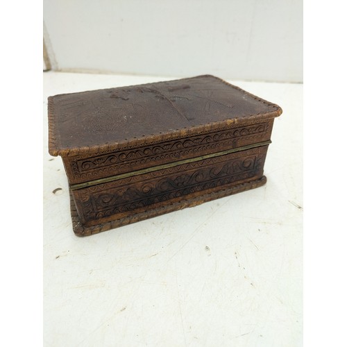 822 - A Spanish leather covered cigarette box