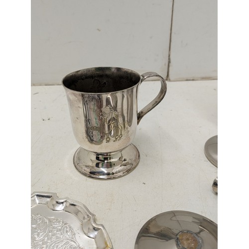 868 - A selection of silver plated objects including goblets