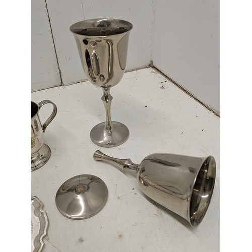 868 - A selection of silver plated objects including goblets