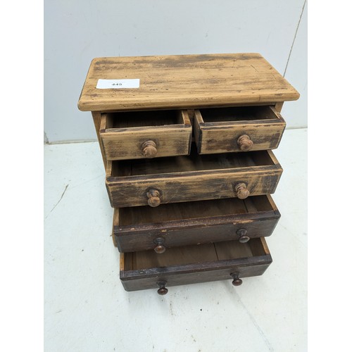 445 - A small pine drawer unit