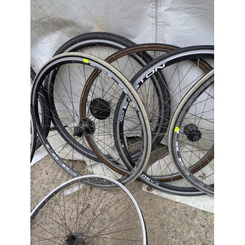 10 - A large selection of push bike wheels including Easton, Mavic and others