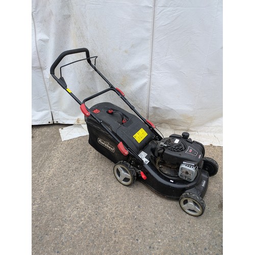 4 - A Floorabest FBM 450 B2 petrol lawn mower with a Briggs and Stratton 450e petrol lawn mower