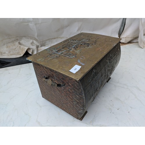 436 - A vintage traditional brass fireside box