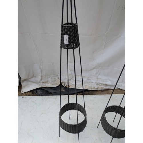 134 - 3 metal and wicker climbing plant frames