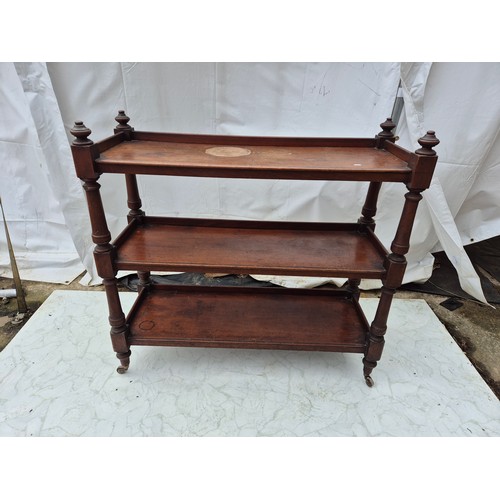 435 - A charming victorian mahogany wheeled service trolley