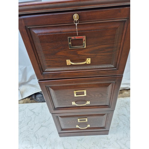 420 - A high quality early 20th century styled 3 drawer filing cabinet with brass handles and nameplates