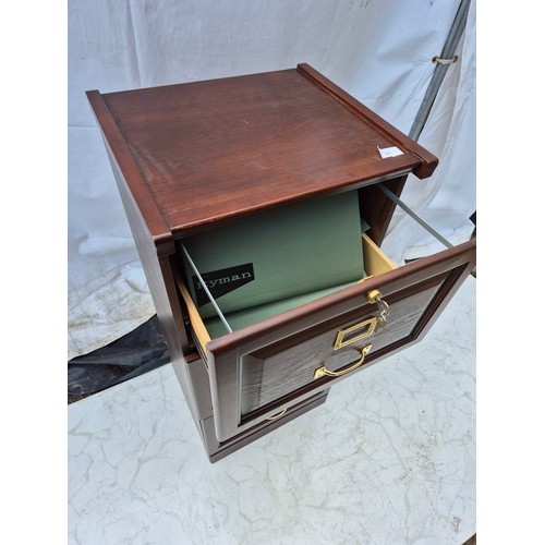 420 - A high quality early 20th century styled 3 drawer filing cabinet with brass handles and nameplates