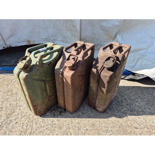 124 - A selection of 3 metal 20l Jerry cans