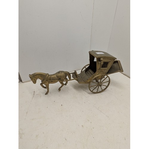 802 - A large brass horse and carriage