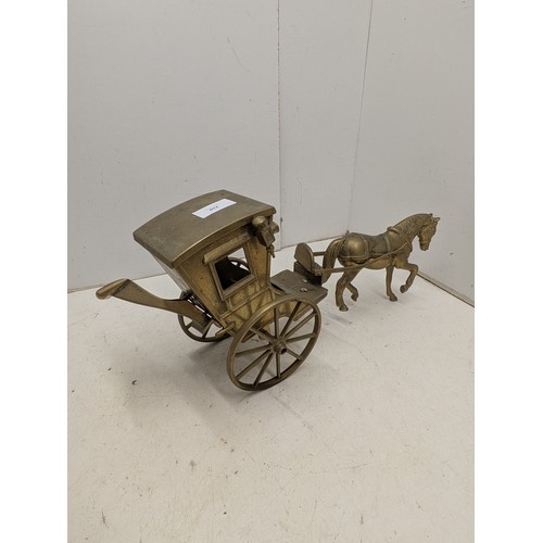 802 - A large brass horse and carriage