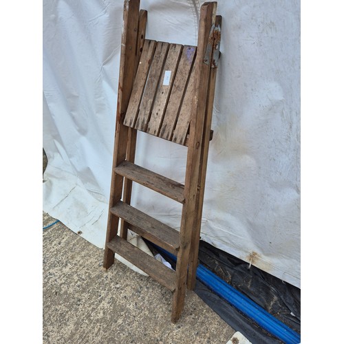 132 - A vintage wooden folding ladder