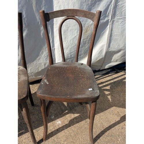 653 - A selection of 3 bent wood and patterned dining chairs