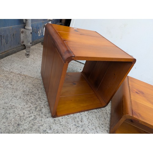 695 - A quantity of retro pine side tables