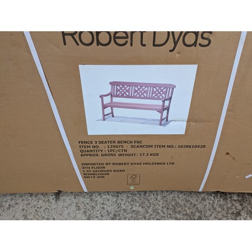 306 - An unused Robert Days fence 3 seater bench
