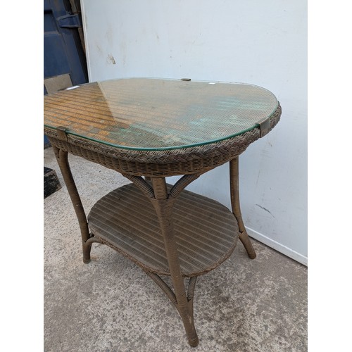 668 - A vintage genuine Lloyd loom side table with underlying shelf