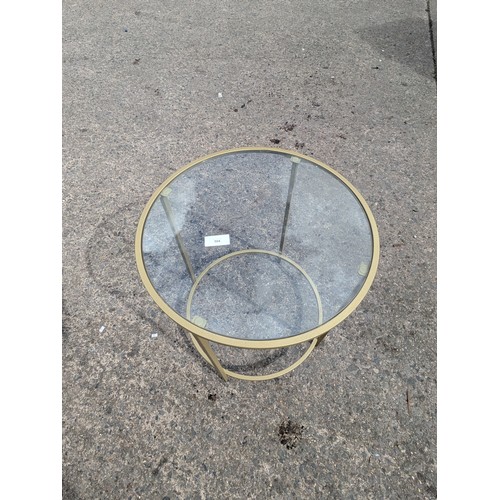 394 - A circle metal framed table