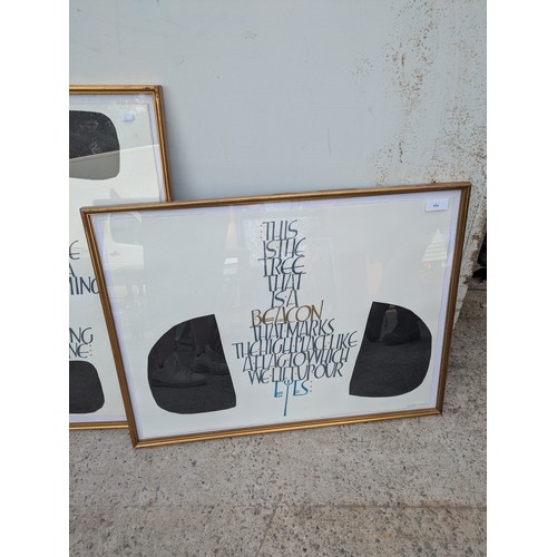 454 - A trio of papyrus framed inscriptions - signed by John Rowlands-Pritchard