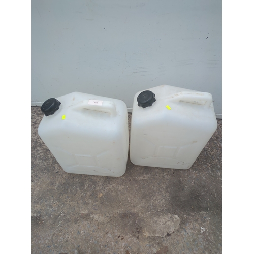 255 - A pair of plastic water Jerry cans