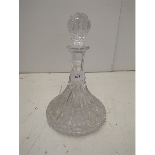 805 - A glass ships decanter