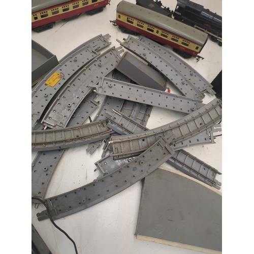 841 - A selection of vintage Tri-Ang model railway carriages, track and buildings