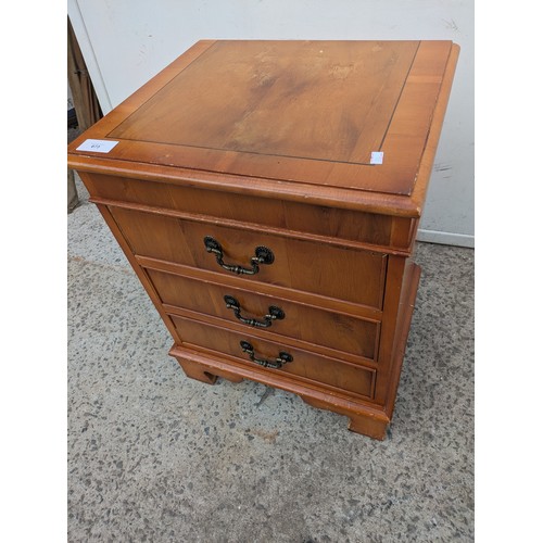 477 - A vintage 3 drawer bedside table