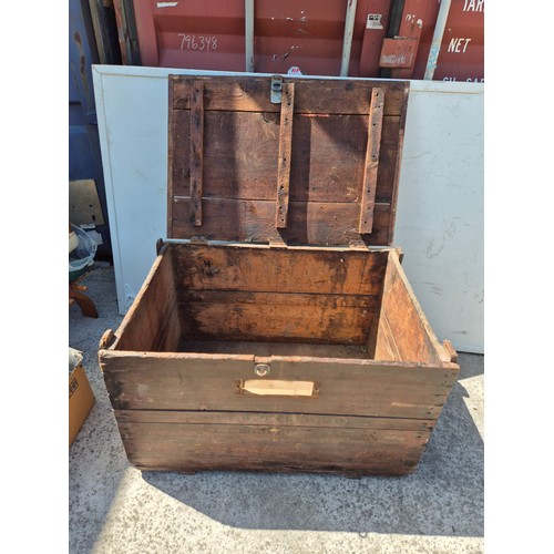480 - A large vintage pine storage trunk
