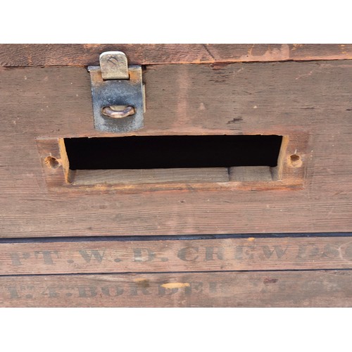 480 - A large vintage pine storage trunk