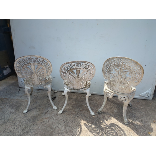 30 - A trio of aluminium bistro garden chairs