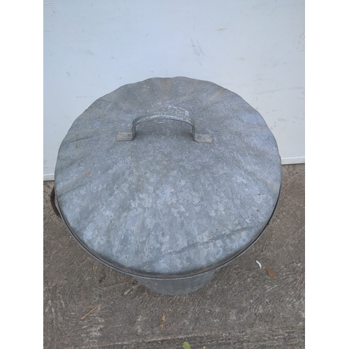 238 - Galvanized Metal Trash Can with Lid