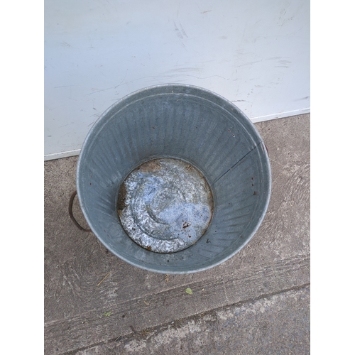 238 - Galvanized Metal Trash Can with Lid